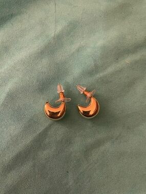 JBloom- Crescent Moon Gold Tone Stud Earrings